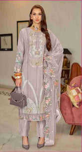 ORGANZA EMBROIDERED WITH HAND WORK SUIT